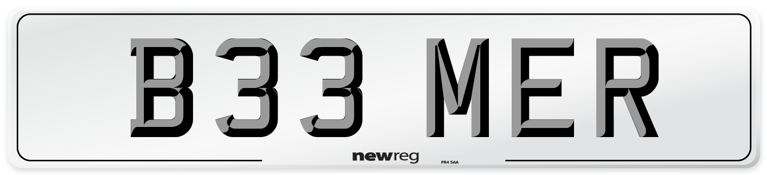 B33 MER Number Plate from New Reg